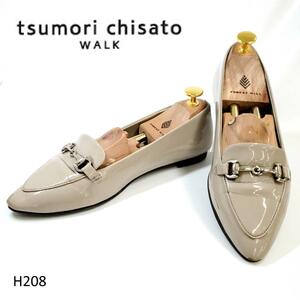 ビットが可愛い★ツモリチサト　ポインテッドトゥビットローファー　オールウェザー対応 23cm　エナメル　TSUMORI CHISATO