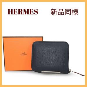 【新品同様】HERMESエルメス　シルクインコンパクト　ネイビー　B刻