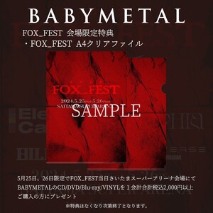 レア！非売品 特典！FOX_FEST 会場限定 クリアファイル 音源 旧譜 購入特典 BABYMETAL フェス ベビーメタル callboy poriphia 赤子金属