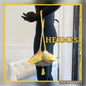 ●新品！未使用品●HERMES petit h プティ アッシュ バッグ ミノディエール イエロー系 カルメン シルクツイル シルク 100% エルメス