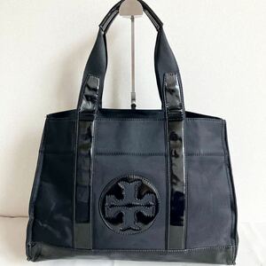 【トリーバーチ】TORY BURCH エラ トートバッグ ナイロン エナメルレザー A4可能 ブラック 黒 通勤通学（202409192750）