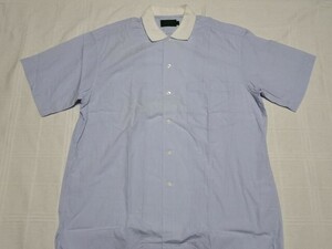 POLO ポロ衿半袖前開きシャツ US/Lサイズ スカイブルー 綿１００％ USED