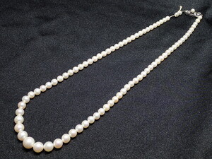 12158[T]ヴィンテージ♪ MIKIMOTO ミキモト 真珠 パール ネックレス 全長46ｃｍ 重量20ｇ 4.5～8ｍｍ珠