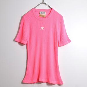 1970s vintage courreges made in france short sleeve rib knit pink 70年代 フランス製 ビンテージ クレージュ リブニット ピンク