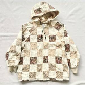 vintage パッチワークキルト フード付き ハンドメイド JKT ブルゾン パーカー