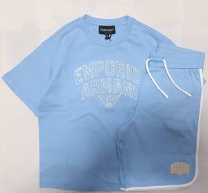 [新品・最終価格] 14A(14歳) EMPORIO ARMANI/JUNIOR　Tシャツ＆パンツの【セットアップ】◆2023年春夏モデル　男の子用 166cm　◆色：水色