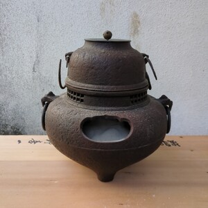 骨董　茶道具 風炉釜 鉄釜 茶釜 茶器 鉄製　セット　灰付き　