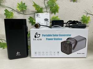 7591-05★美品♪正箱付き SLUB/Portable Solar Generator Power Station/A380/ポータブル発電機/太陽光発電機/バッテリー充電/アウトドア★