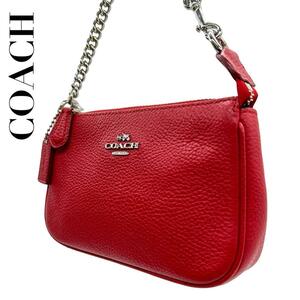 coach コーチ チェーン ハンドバッグ S82 赤 レディース 53193