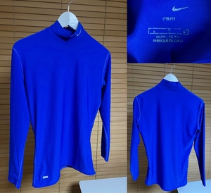 【激安1点のみ 国内正規品】NIKE ナイキ DRI-FIT ドライフィット ストレッチ ハイネック 長袖 シャツ L ブルー系 USED