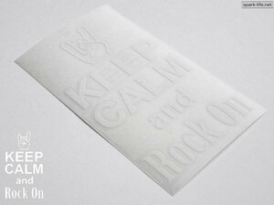 ★機材や楽器に貼れる★ 屋外対応ステッカー　KEEP CALM and Rock On（ホワイト）定形郵便送料無料