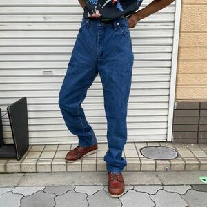 濃紺 90s Wrangler 936PWD INDIGO DENIM PANTS MADE IN Mexico 1990s W35 ヴィンテージ ラングラー デニムパンツ スリムストレート 80s