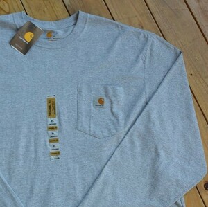 新品 Carhartt ロングスリーブ ポケットTシャツ メンズ XLサイズ グレー タグ付き未使用品 アメリカ仕入 カーハート ポケT 灰色 T1356