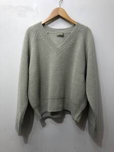 727☆MARGARET HOWELL マーガレットハウエル☆WOOL CASHMERE SILK V NECK JUMPER ニット【2】ライムストーン