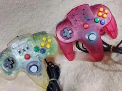 NINTENDO64 コントローラー 2個セット (クリア & クリアレッド)