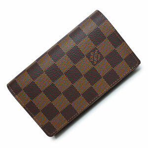 （未使用保管品）ルイ ヴィトン LOUIS VUITTON ポルト モネ ビエ トレゾール 二つ折り財布 ダミエ ブラウン 茶 ゴールド金具 N61730 箱付