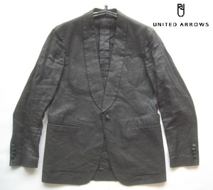 美品!!ユナイテッドアローズ UNITED ARROWS*春夏モデル 麻100% 1つボタン清涼コーティングリネンジャケット M 黒 ブラック