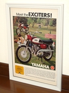 1968年 USA 60s 洋書雑誌広告 額装品 Yamaha 350 YR2-C YR-2 YR2 (A4size) / 検索用 店舗 ガレージ ディスプレイ 看板 装飾
