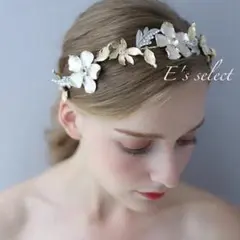 ゴールド　フラワー　花　ブライダルアクセサリー　結婚式　ヘアアクセサリー