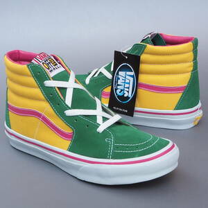  デッド!! 新品 旧タグ!! US 9 1/2 /27.5cm 限定 VANS SK8-HI 緑ｘピンクｘ黄 90s終～2000年初期頃　