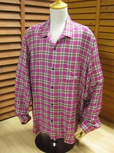 M1 △581美品【 シュプリーム】19SS タグ 販売証明書付 Plaid Rayon Shirt オープンカラー　長袖 チェック シャツ ピンク系 SIZE XL