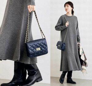 定価18,700円 22AW ジャーナルスタンダード別注 Maison Vincent メゾン ヴァンサン キルトチェーンバッグ NAVY