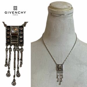 GIVENCHY PARIS VINTAGE ジバンシイ パリス ヴィンテージ 1990s ジュエリー ストーン装飾トップ デザインネックレス シルバー アーカイブ