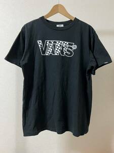 VANS ヴァンズ チェッカー ロゴ Tシャツ 半袖 カットソー L バンズ 黒 ブラック