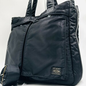 1円●美品●PORTER ポーター タンカー トートバッグ ビジネスバッグ ブラック ナイロン A4ショルダーバッグ 2way メンズ レディース