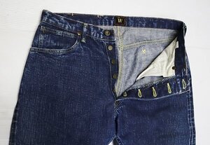 DP68ウエアハウスWARE HOUSE古着デニムパンツ33耳付き日本製50’Sビンテージ復刻TROUSERインディゴデニムJEANSストレートDENIMオールド＆レ