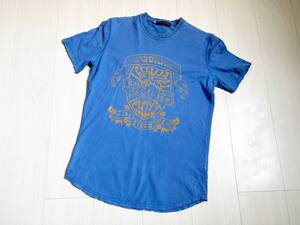 05SS DSQUARED2 ディースクエアード Tシャツ カットソー ハワイアン ダメージ加工 M 半袖 青 ブルー Hawaiian damage t-shirts blue △6