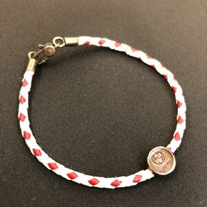 【未着用】GUCCI グッチ レザー×SV925 編み込み 日本限定 チャリティブレスレット アクセサリー◆No6552