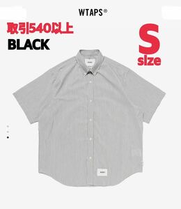 WTAPS 2024SS BD 01 SS SHIRT BLACK Sサイズ ダブルタップス ボタンダウン半袖シャツ ブラック ストライプ SMALL 