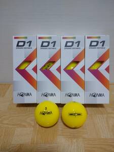 【新品】ホンマ D1 イエロー 1ダース12球 2022年モデル HONMA 本間ゴルフボール 未使用