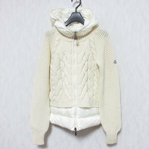 美品 MONCLER モンクレール MAGLIONE TRICOT CARDIGAN ニット ダウンジャケット カーディガン XS アイボリー ホワイト ◆