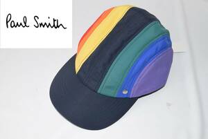 ☆新品未使用☆Paul Smith パネル ストライプ マルチカラー キャップ☆レインボー☆フリーサイズ☆国内正規品☆120－323