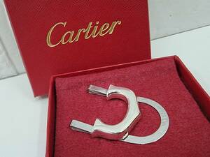 4277■Cartier　カルティエ　９２５刻印　マネークリップ　C型　箱付き　シルバー＆ステンレス