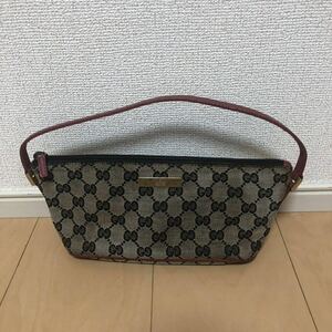 1円スタート GUCCI グッチ ハンドバッグ アクセサリーポーチ GG柄 キャンバス