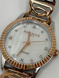 ★送料込 中古 時計 ROCHAS DIAMOND レディース クオーツ スチールベルト