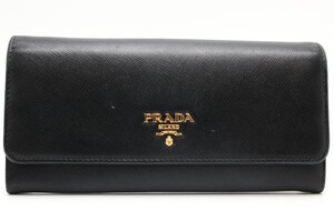 PRADA プラダ◆二つ折り長財布 サフィアーノレザー 黒 レディース◆93809