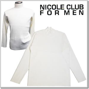 ニコルクラブフォーメン NICOLE CLUB FOR MEN リブ編み ハイネックニット 3564-6006-09(WHITE)-48(L) ハイネックセーター