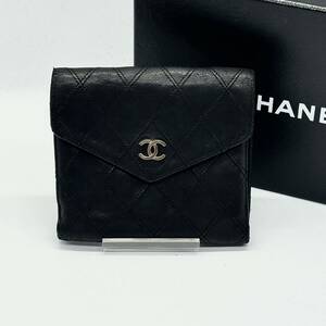 シャネル CHANEL ビコローレ ラムスキン 二つ折りコンパクト財布 ブラック