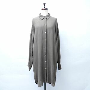 美品 ZARA ザラ シアーシェルボタンビッグロングシャツワンピース レディース グレー サイズM*GC902