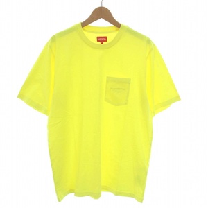 シュプリーム SUPREME 19SS Overdyed Pocket Tee オーバーダイド ポケット Tシャツ カットソー クルーネック 半袖 L 黄色 蛍光イエロー