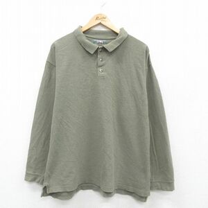 XL/古着 EMS 長袖 ポロ シャツ メンズ 90s 鹿の子 大きいサイズ コットン 緑系 グリーン 24oct19 中古 トップス