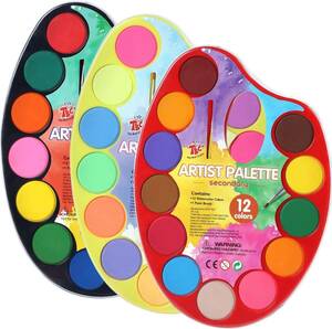水彩絵の具セット 36色 個別ペイントパレット3枚付き 非毒性 洗濯可能 子供用ペイント ポータブルペイント用品 初心者向け