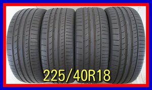 ■中古タイヤ■　225/40R18 92Y XL Continental Contisport Contact5 プリウス NOAH セレナ等 夏タイヤ オンロード 激安　送料無料　U772