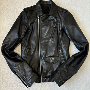 RICK OWENS リックオウエンス STOOGES ダブル ライダース レザージャケット RU14F2764-L CW 46 黒 ブラック カウレザー