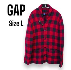 GAP 赤×黒チェック カーディガン サイズL ギャップ