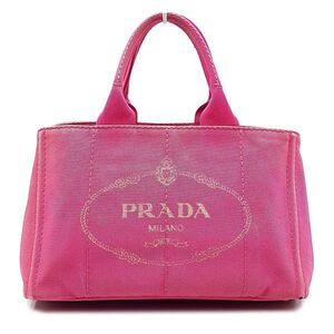 プラダ PRADA ハンドバッグ トートバッグ 鞄 カナパ ロゴ キャンバス ゴールド金具 G金具 ピンク系 レディース 01-24111902-Q